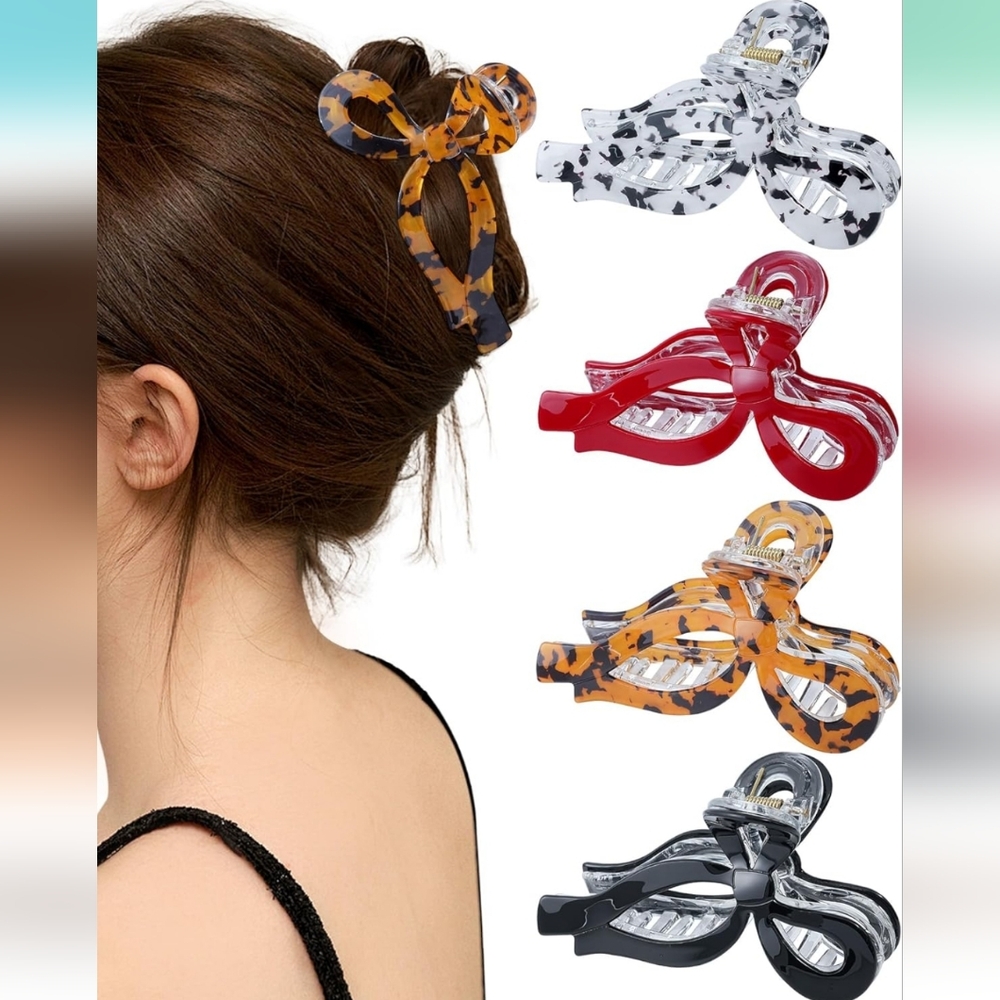 4 Pack Bow Hair Claw Clips